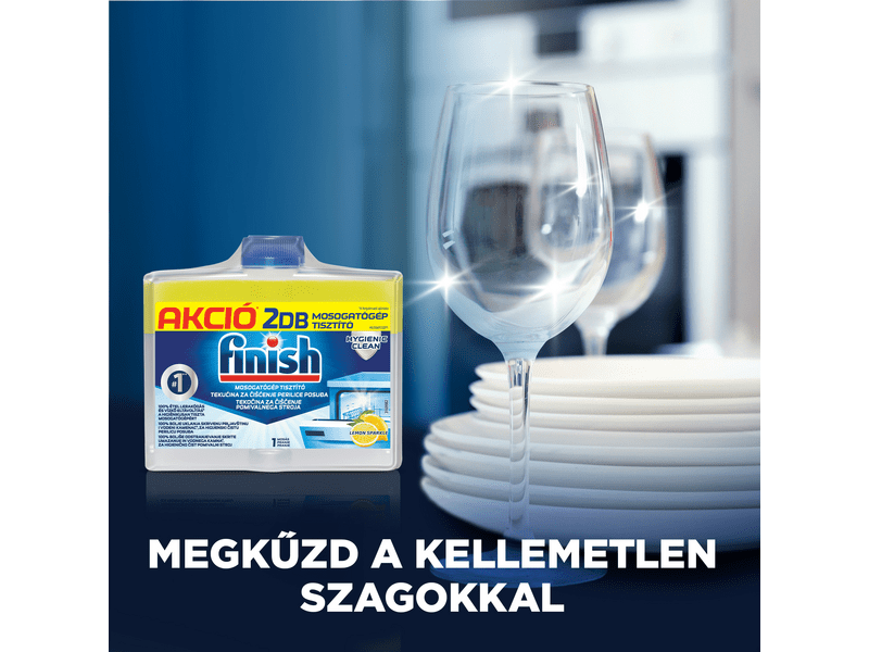 Finish Mosogatógép-tisztító folyadék, Citrom, 2x250 ml