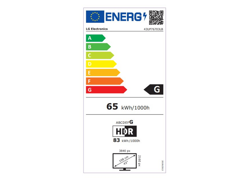 LG 43UP76703LB 43'' (108 cm) 4K HDR Smart UHD TV
