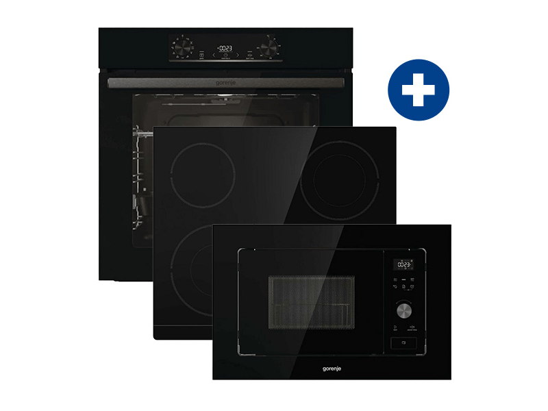 Gorenje BO6735E05B Beépíthető sütő + Gorenje ECT644BSC Beépíthető kerámia főzőlap + Gorenje BM201AG1BG Beépíthető mikrohullámú sütő