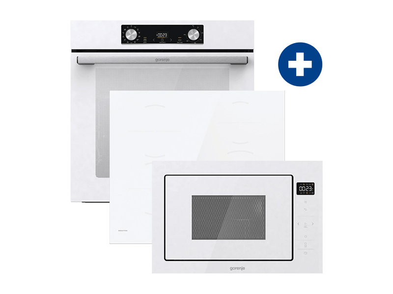 Gorenje BOS6737E06WG Beépíthető sütő + Gorenje GI6401WSC Beépíthető indukciós főzőlap + Gorenje BM251SG2WG Beépíthető mikrohullámú sütő