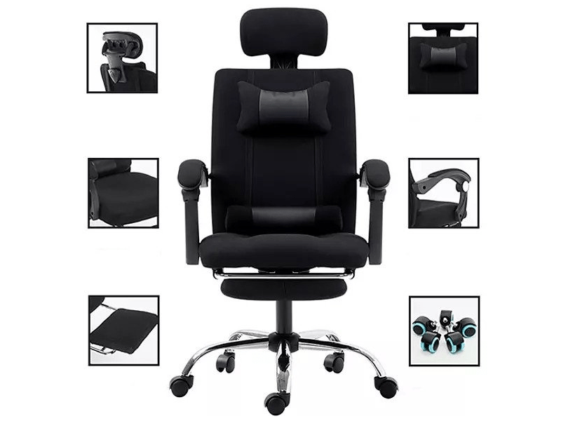 Bemada BMD1101 Irodai forgószék lábtartóval, fekete