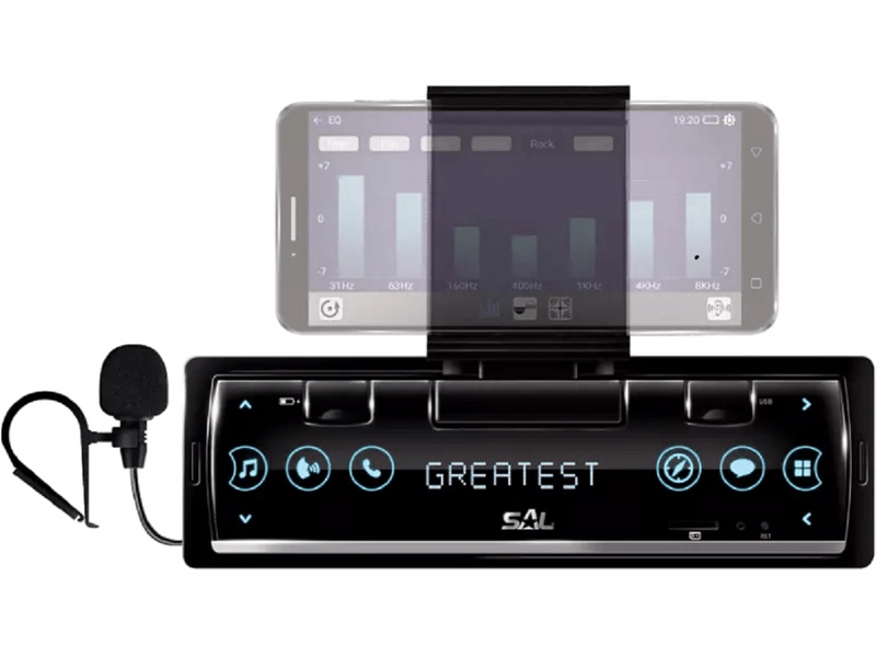 SAL VB 8000 autóhifi fejegység telefontartóval