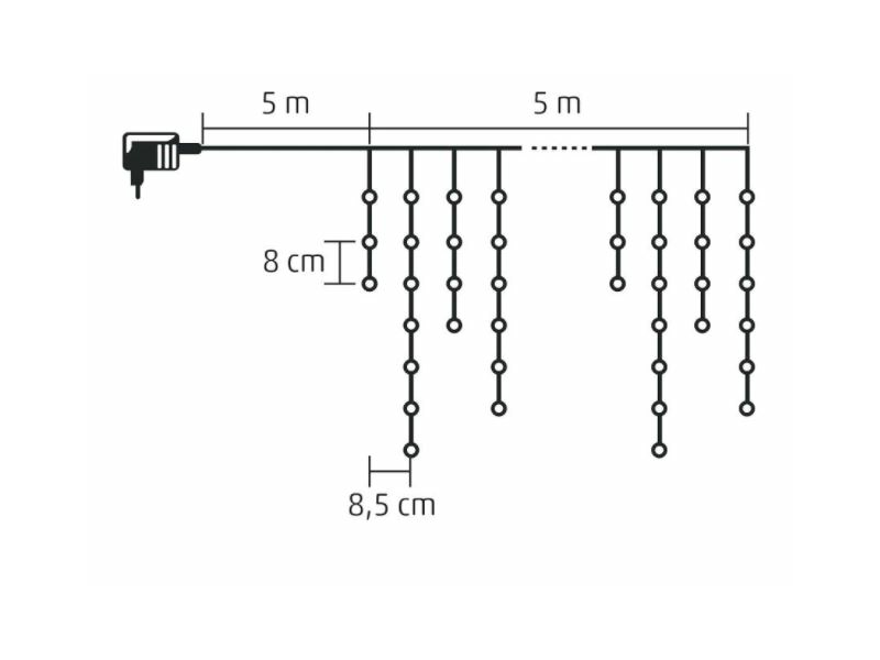 Home KAF 300L 5M LED-es jégcsap fényfüggöny, 5m, IP44, 230V