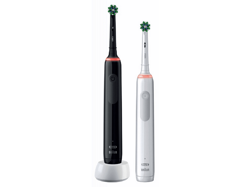 Oral-B PRO3 3900 Elektromos fogkefe Cross Action 2 db, Fekete / Fehér