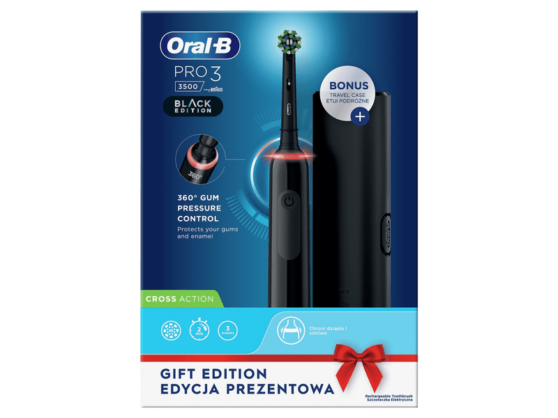 Oral-B PRO3 3500 Elektromos fogkefe Cross Action fejjel, fekete