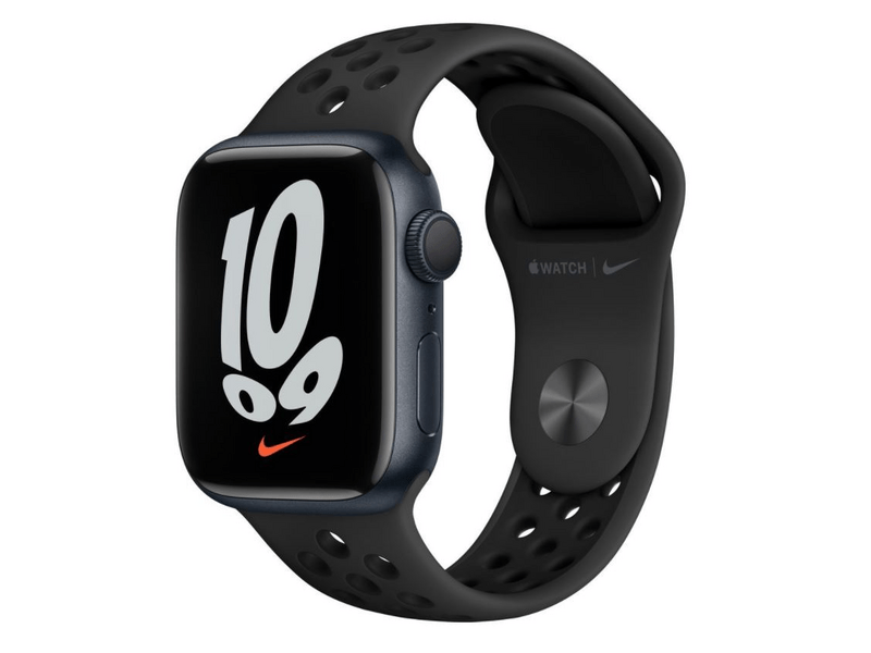 Apple Watch Series 7 Okosóra, 41mm, Nike szíj, Éjfekete (MKN43HC/A)