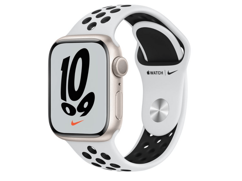 Apple Watch Series 7 Okosóra, 45mm, Nike szíj, Csillagfény MKNA3HC/A
