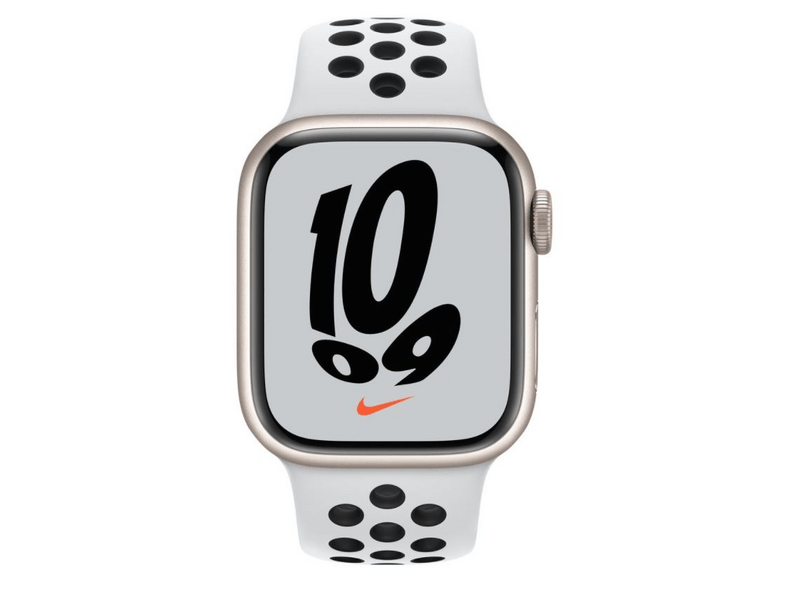 Apple Watch Series 7 Okosóra, 45mm, Nike szíj, Csillagfény MKNA3HC/A