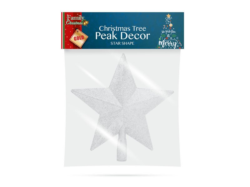 Family 58065B Csillag alakú karácsonyfa csúcsdísz, ezüst