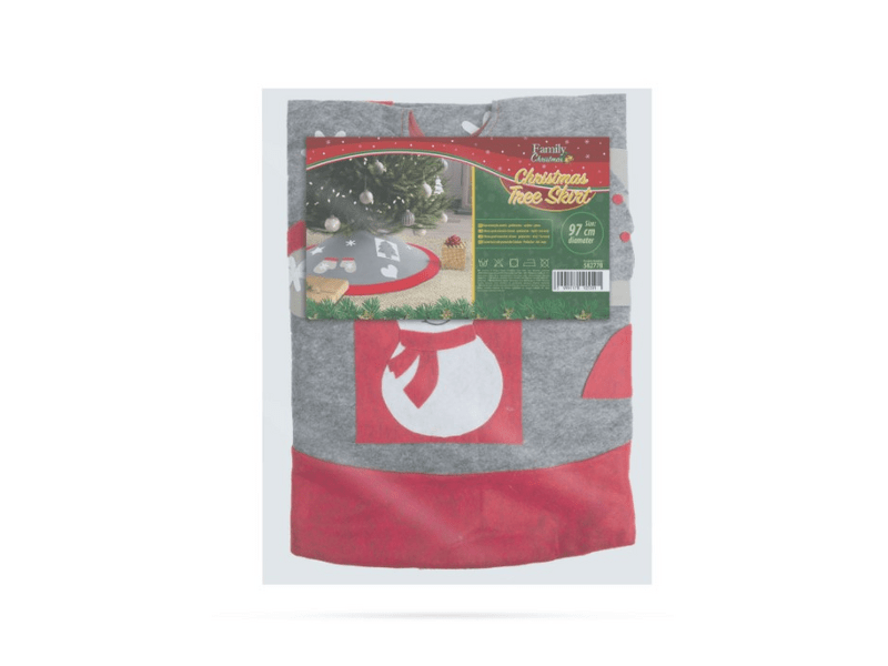 Karácsonyfa alá terítő, 97 cm, Piros / szürke (58277B)
