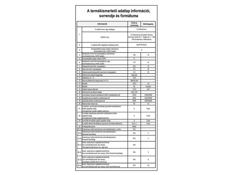 LG 65'' (164 cm) 4K HDR Smart UHD TV 65UP76703LB