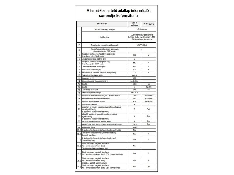 LG 50UP76703LB 50'' (127 cm) 4K HDR Smart UHD TV
