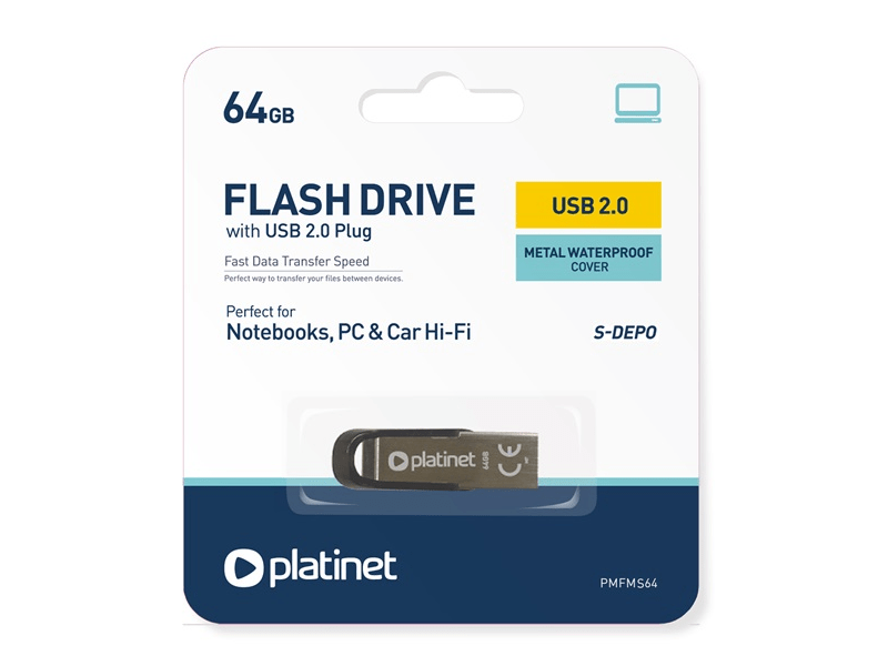 Platinet PMFMS64 S-Depo Vízálló Pendrive, 64 GB
