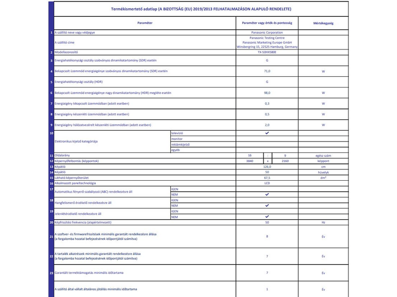 Panasonic TX-50HX580E 4K Ultra HD Smart LED TV