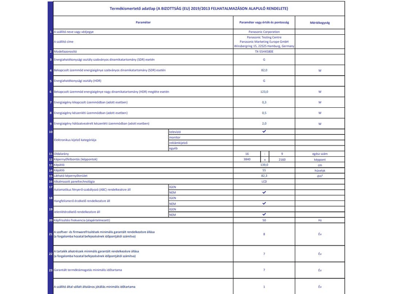 Panasonic TX-55HX580E 4K Ultra HD Smart LED Tv
