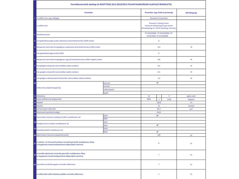 Panasonic TX-55HZ2000E 4K Ultra HD OLED Smart Tv