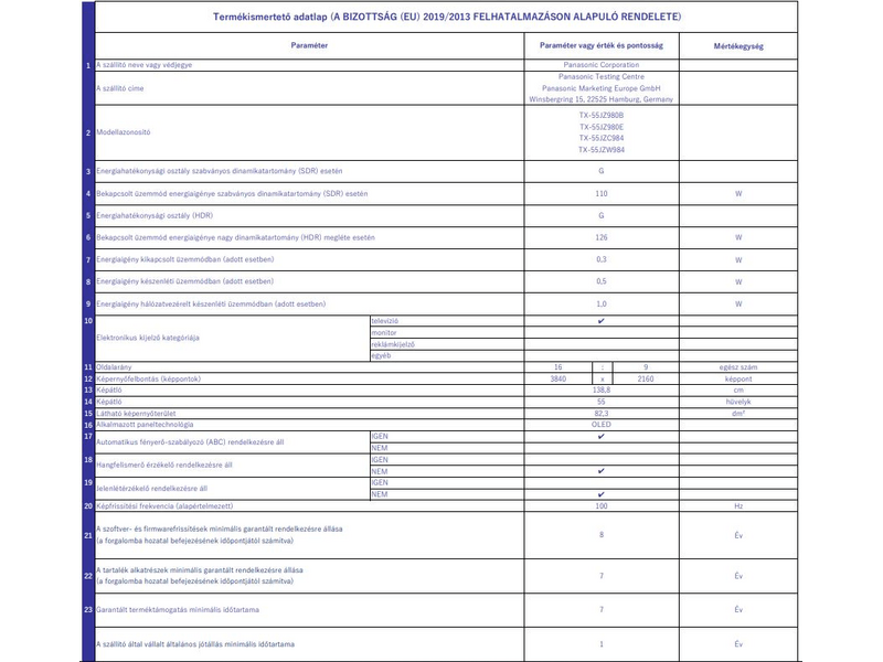 Panasonic TX-55JZ980E 55