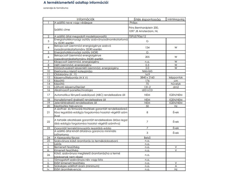Philips 70PUS7956/12 4K UHD okos televízió, 70''