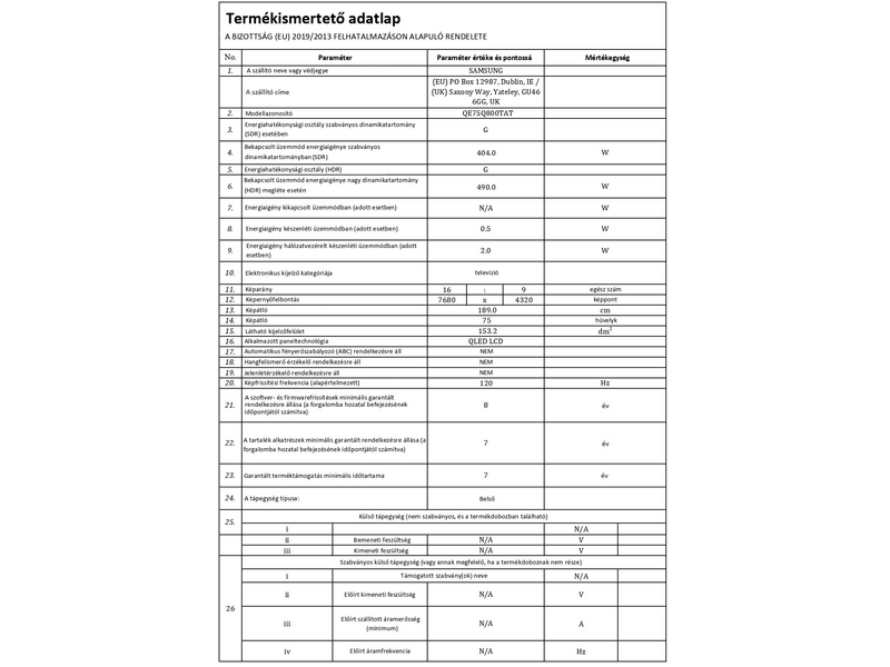 Samsung QE75Q800TATXXH 8K QLED Smart Tv