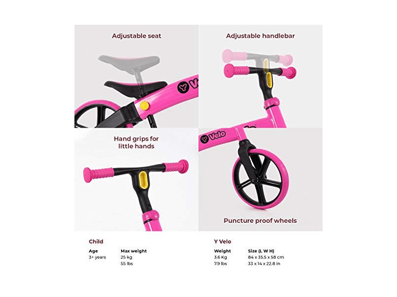 Yvolution Y-Velo Balance Bike Futóbicikli, rózsaszín