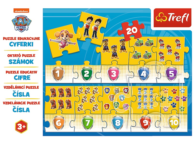 Trefl 20 db - os Oktató puzzle, Mancs őrjárattal, Számok ( 15578 )