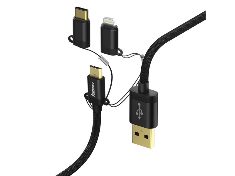 Hama 183304 MicroUSB / Type-C / Lightning kábel, 1,5m