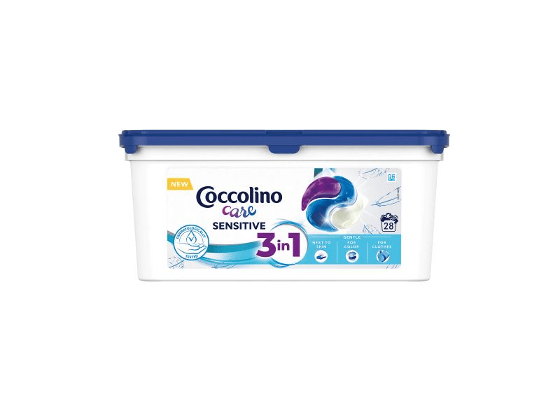 Coccolino Care Sensitive 3in1 mosókapszula színes ruhákhoz, 28 db