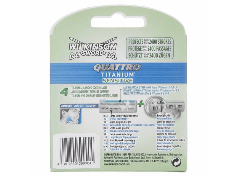 Wilkinson Quattro Titanium Sensitive Borotvabetét, 4 db