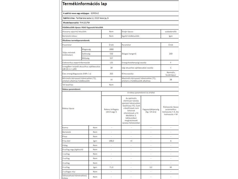 Gorenje RK4181PS4 Alulfagyasztós kombinált hűtőszekrény