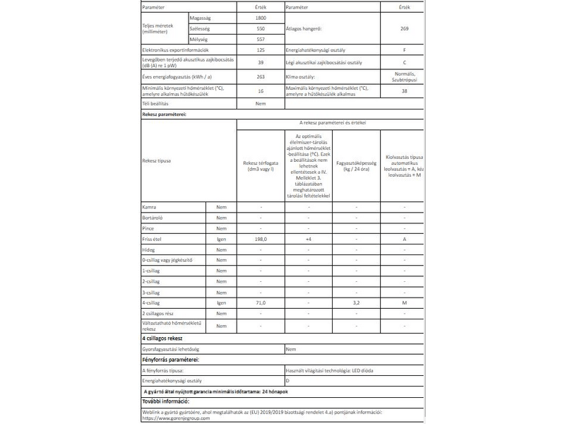 Gorenje RK4181PS4 Alulfagyasztós kombinált hűtőszekrény