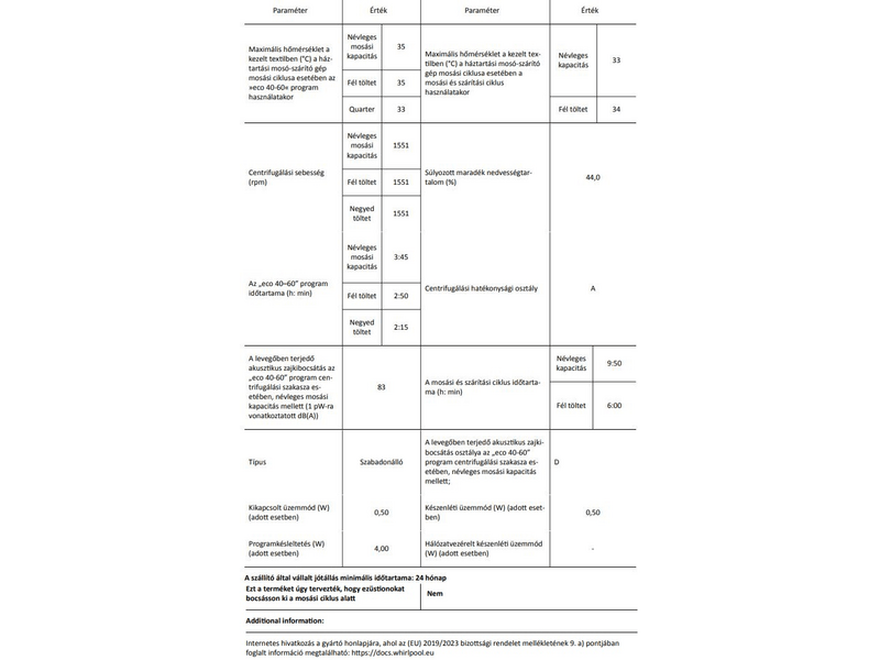 Whirlpool FWDG 971682 WBV EE N Mosó-szárítógép