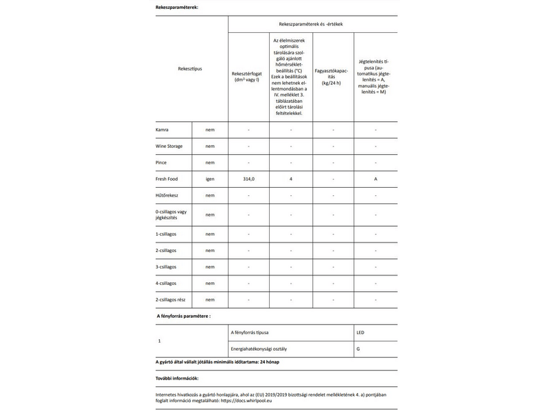 Whirlpool ARG 18081 beépíthető hűtőszekrény