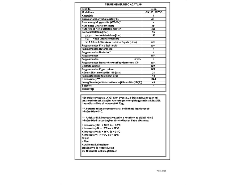 Beko GN163130ZGB Side by Side hűtőszekrény