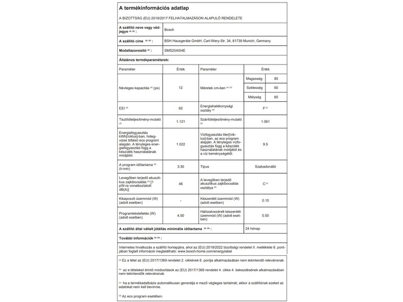 BOSCH SMS25AI04E Mosogatógép