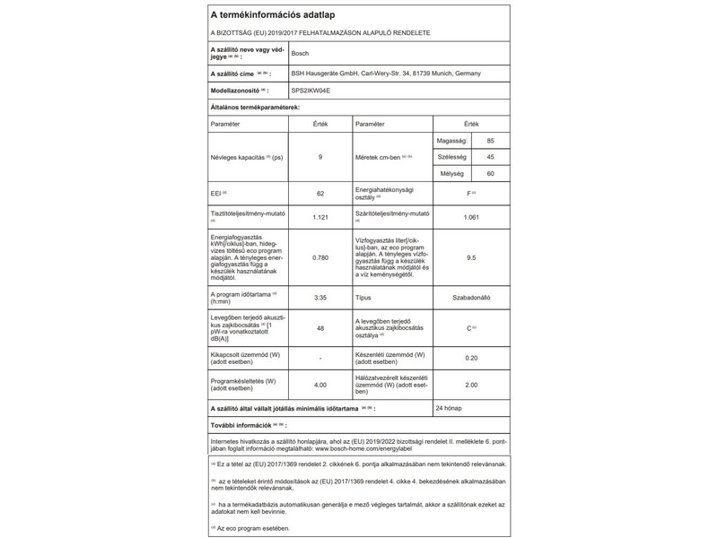 Bosch SPS2IKW04E Szabadonálló mosogatógép