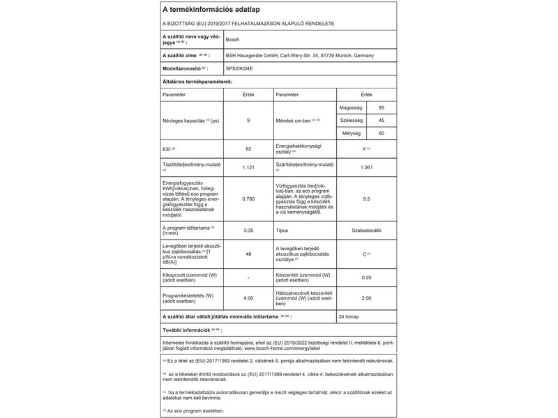 Bosch SPS2IKI04E Szabadonálló mosogatógép