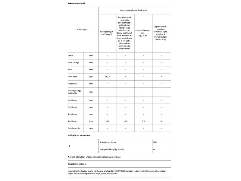 Whirlpool ARG 184701 Beépíthető felülfagyasztós kombinált hűtőszekrény