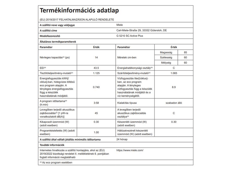 Miele G 5210 SC BRWS mosogatógép