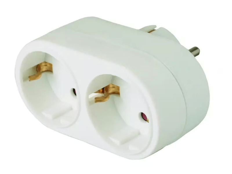 Hálózati elosztó, 2 földelt, 90°-ban elfordított aljzat (HOME NV 22-90)