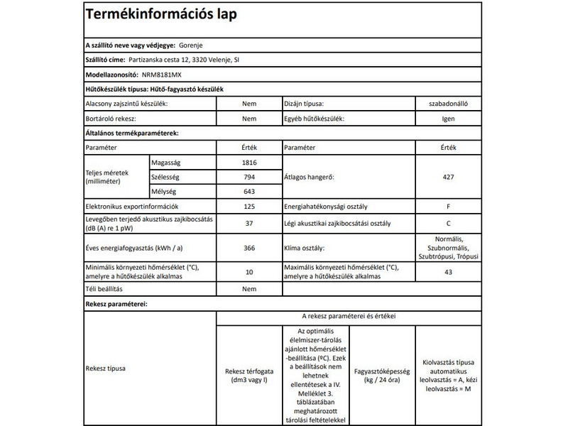 Gorenje NRM8181MX Side by side hűtőszekrény