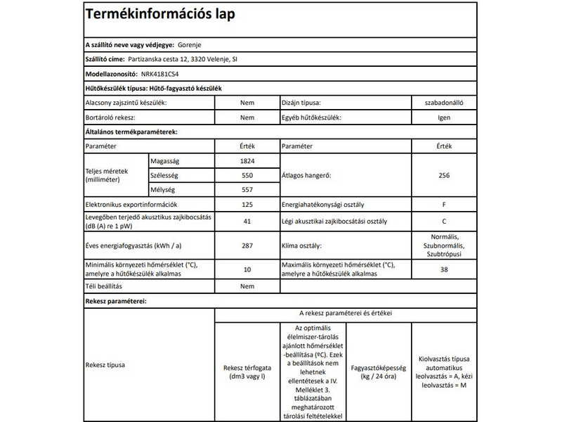 Gorenje NRK4181CS4 Alulfagyasztós hűtőszekrény, ezüst