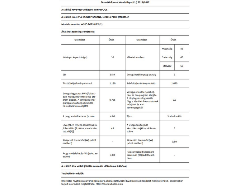 Whirlpool WSFO 3O23 PF X Perilica posuđa