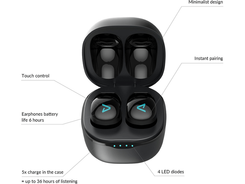 LAMAX Dots2 Touch Black Bluetooth fülhallgató