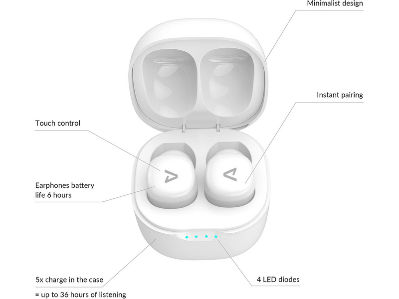 LAMAX Dots2 Touch White Bluetooth fülhallgató