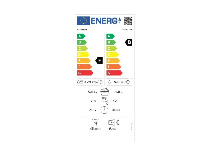 Gorenje WD8514S mosó-szárítógép, 8kg/1400f, fehér