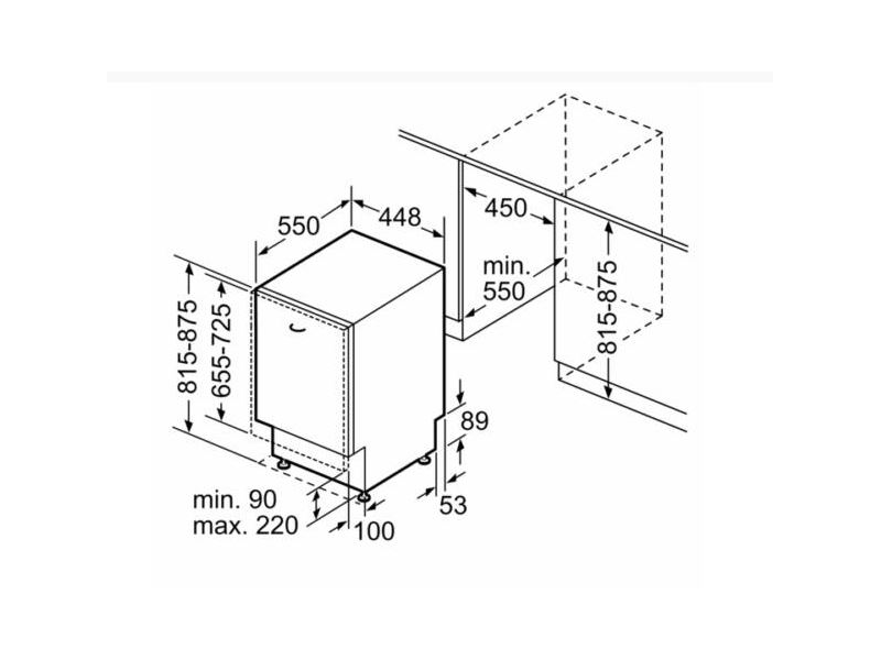 Bosch SRV2XMX01E Beépíthető mosogatógép, 45 cm, fehér