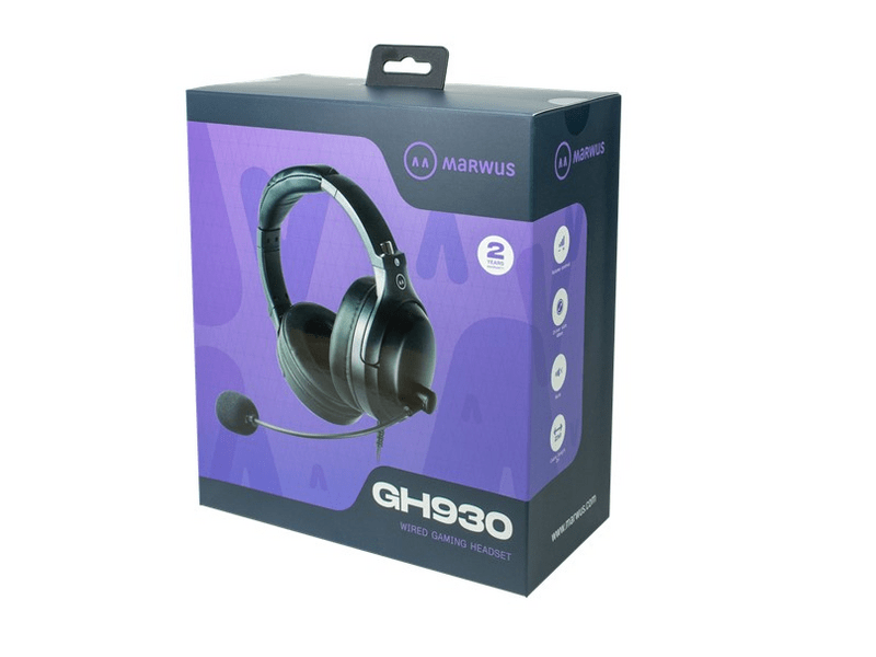 Marwus GH930 Vezetékes Gamer fejhallgató mikrofonnal USB , Fekete