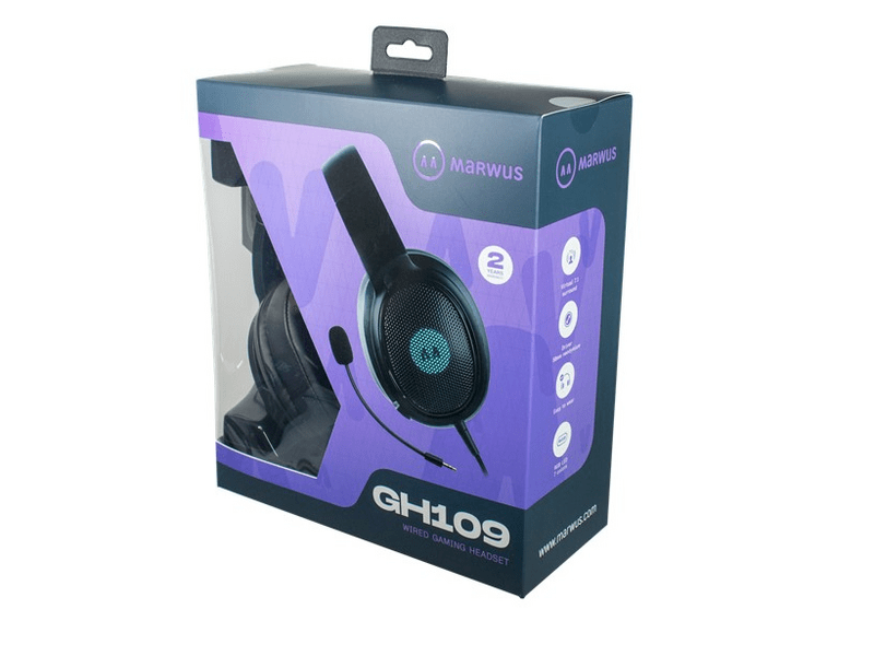 Marwus GH109 Vezetékes RGB 7.1 Gamer Fejhallgató mikrofonnal, Fekete