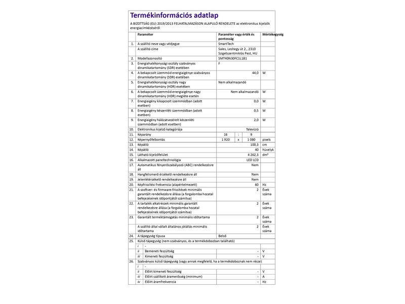 Smart Tech SMT40N30FC1L1B1 40