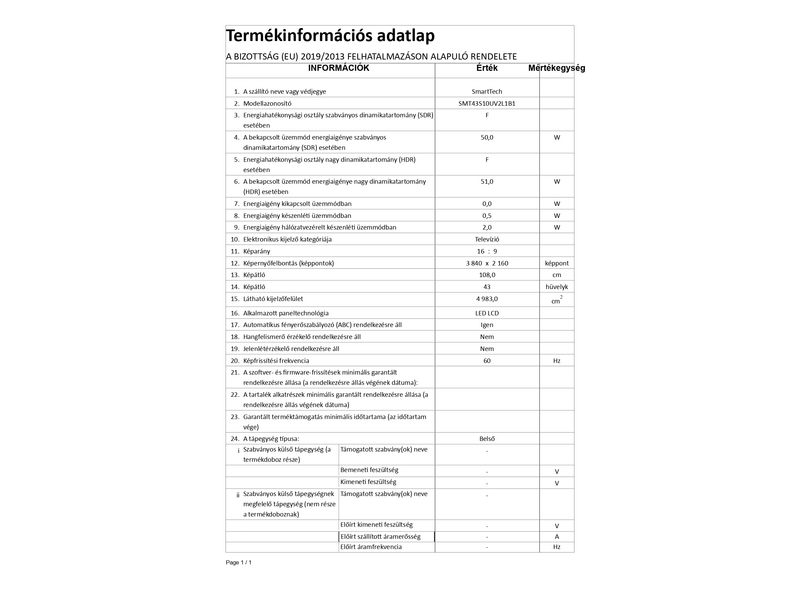 Smart Tech SMT43S10UV2L1B1 43